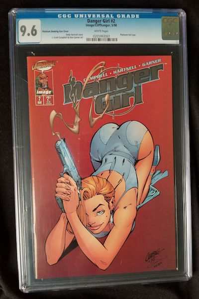 #78: Danger Girl 2 Platinum Smoking Gun Variant, Campbell (1998). Click for values