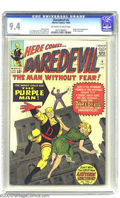 Daredevil #4: 1st Purple Man. Under-valued? You can get a 9.4 for around $1400. Compare that to Spidey keys! Click to buy yours