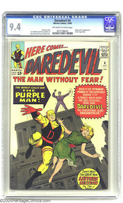 100 Hot Comics: Daredevil #4, 1st Purple Man. Click to buy at Goldin