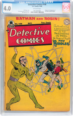 100 Hot Comics: Detective Comics #140, 1st Riddler. Click to buy a copy at Goldin