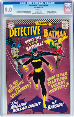 There are so many lower grade examples of Detective Comics #359 that prices are not firm. Look for a CGC 9.0 and you will enjoy owning it. Click to buy a copy from Goldin