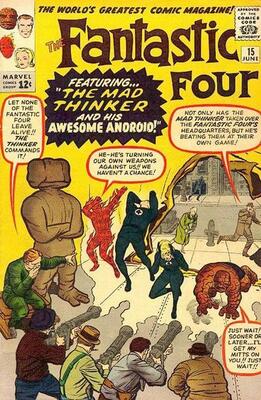 Origin and First Appearance, Mad Thinker, ﻿Fantastic Four #15﻿, June, 1963. Click for value