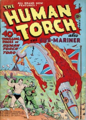 Human Torch by Timely Comics. Many of them had war covers. Click for values