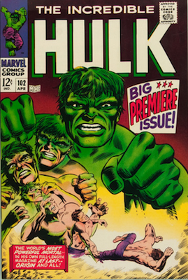 Incredible Hulk #102: New solo series picks up from Tales to Astonish #101; Origin of Hulk retold. Click for values