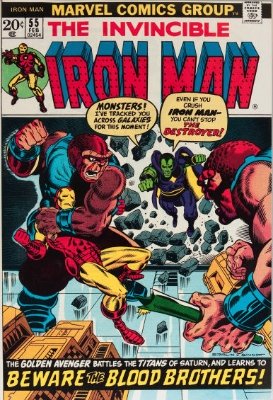 Iron Man comic book #55: first appearance of Thanos, super-bad guy