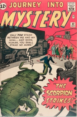 Origin and First Appearance, Scorpion, Journey into Mystery #82, Marvel Comics, 1962. Click for value