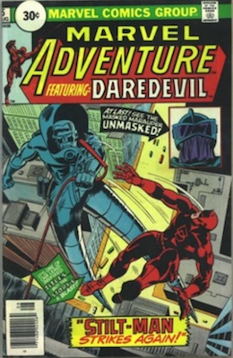 RARE! Marvel Adventure Featuring Daredevil #5 30 Cent Price Variant August, 1976. Price in Circle