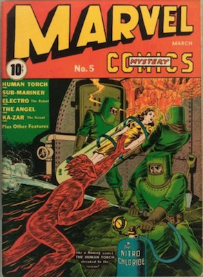 Marvel Mystery Comics #5 (Mar 1940): Timely, Human Torch Cover. Click for values of this rare comic book