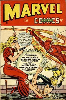 Marvel Mystery Comics #88: Blonde Phantom cover appearance. Click for values