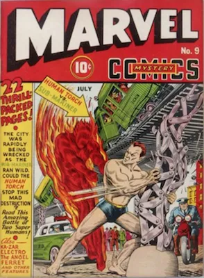 Marvel Mystery Comics #9: Classic Sub-Mariner vs Human Torch cover. Click for values