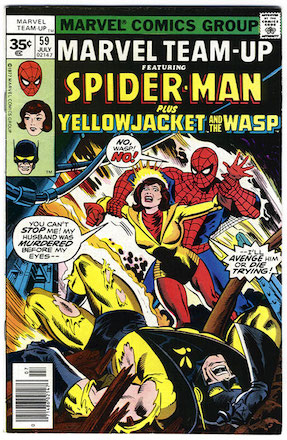 Marvel Team-Up #59: Spider-Man teams up with Wasp and Yellowjacket. Click for values
