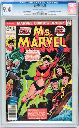 100 Hot Comics #25: Ms Marvel 1, 1st Carol Danvers as Ms. Marvel. Click to buy a copy