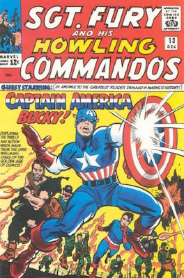 Sgt Fury and his Howling Commandos #13 features an early Silver Age Captain America. Click for values