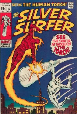 Silver Surfer #15, Human Torch Battle. Click for values