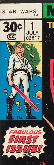 Close up detail of Star Wars 1977 #1 Regular Newsstand 30c Edition