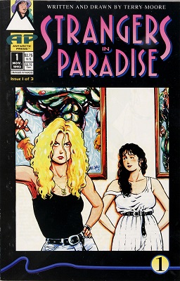 Strangers in Paradise #1 (1993) Rare; 1st Comic by Terry Moore. Click for values