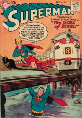 Tryout in Superman #123 (August 1958): The Girl of Steel. Click for values