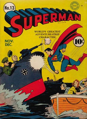 Superman #13: classic WWII cover. Click for values