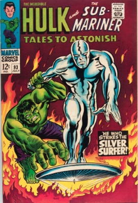 Tales to Astonish #93: Classic Hulk vs Silver Surfer cover. Click for values