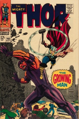 Origin and First Appearance, Growing Man, Thor #140, Marvel Comics, 1967. Click for value